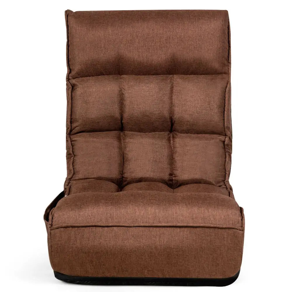 4-Position Adjustable Floor Chair Folding Lazy Sofa-Coffee - Coffee - Floor Chairs
