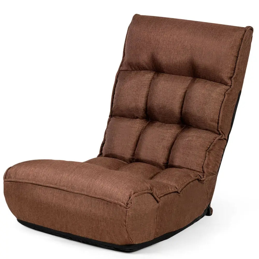 4-Position Adjustable Floor Chair Folding Lazy Sofa-Coffee - Coffee - Floor Chairs