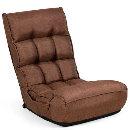 4-Position Adjustable Floor Chair Folding Lazy Sofa-Coffee Costway