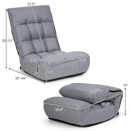 4-Position Adjustable Floor Chair Folding Lazy Sofa-Gray Costway