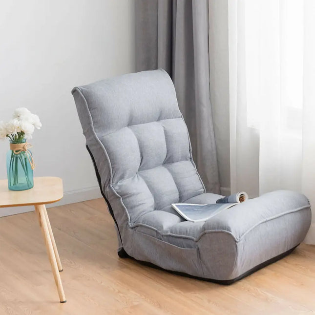 4-Position Adjustable Floor Chair Folding Lazy Sofa-Gray Costway
