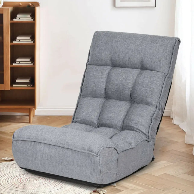 4-Position Adjustable Floor Chair Folding Lazy Sofa-Gray Costway