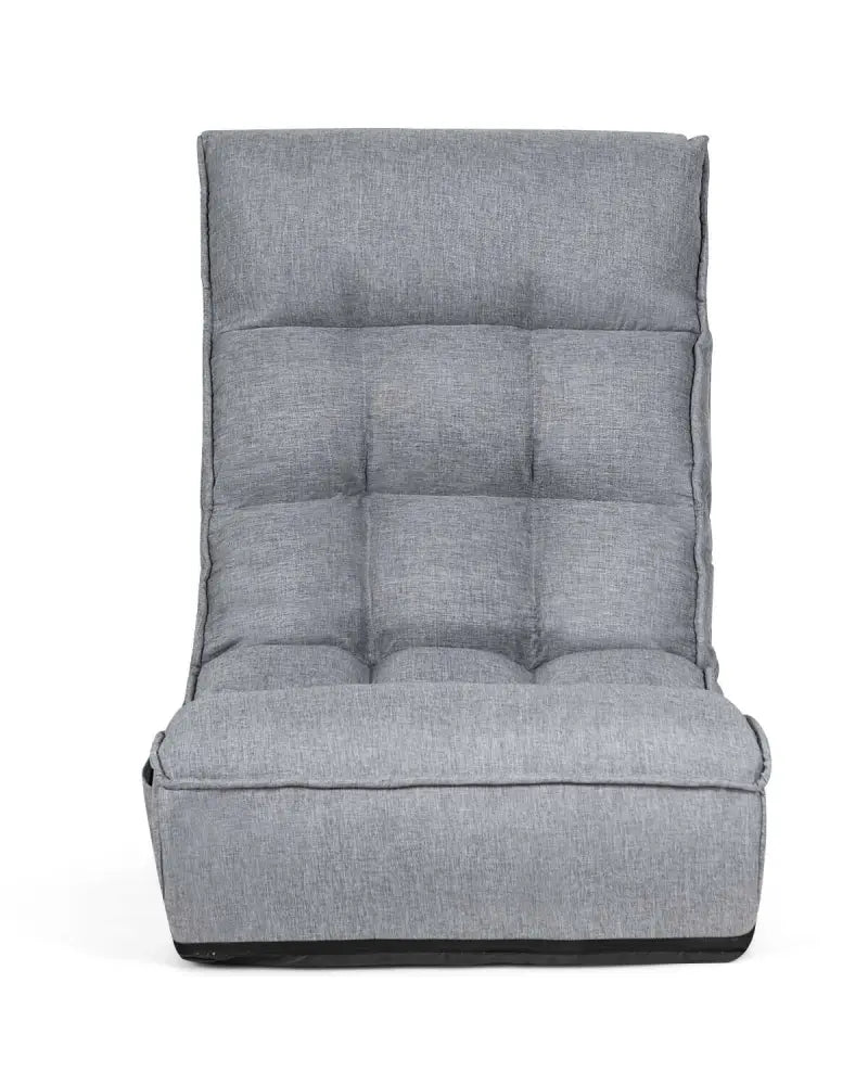 4-Position Adjustable Floor Chair Folding Lazy Sofa-Gray - Gray - Floor Chairs