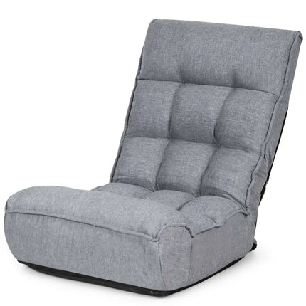 4-Position Adjustable Floor Chair Folding Lazy Sofa-Gray Costway