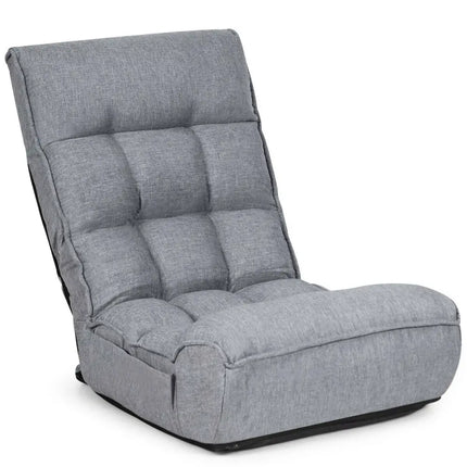 4-Position Adjustable Floor Chair Folding Lazy Sofa-Gray Costway