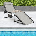 4 Position Folding Lounge Chaise with Adjustable Backrest and Footrest-Gray - Gray - Outdoor Seating & Patio Chairs