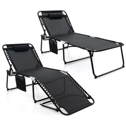 4 Position Folding Lounge Chaise with Adjustable Backrest and Footrest - Oasis Home Essentials