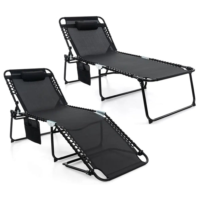 4 Position Folding Lounge Chaise with Adjustable Backrest and Footrest - Oasis Home Essentials