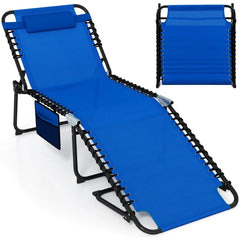 4 Position Folding Lounge Chaise with Adjustable Backrest and FootrestNavy - Oasis Home Essentials
