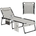 4 Position Folding Lounge Chaise with Adjustable Backrest and FootrestGray - Oasis Home Essentials