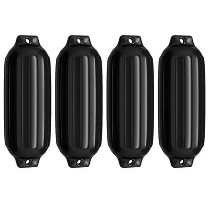 4 Ribbed Marine 8.5’’ x 27’’ Boat Fender Vinyl Bumper-Black - Black - Water Sports