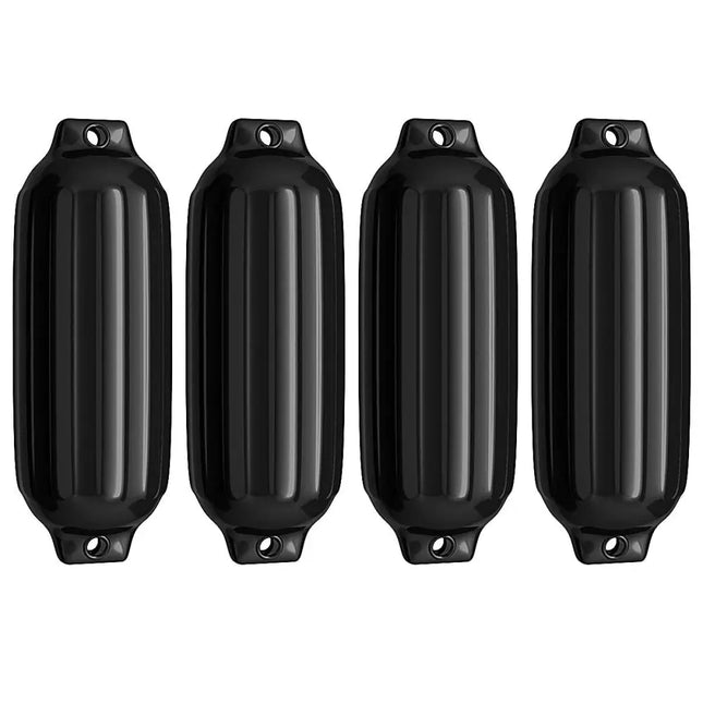 4 Ribbed Marine 8.5’’ x 27’’ Boat Fender Vinyl Bumper-Black - Black - Water Sports