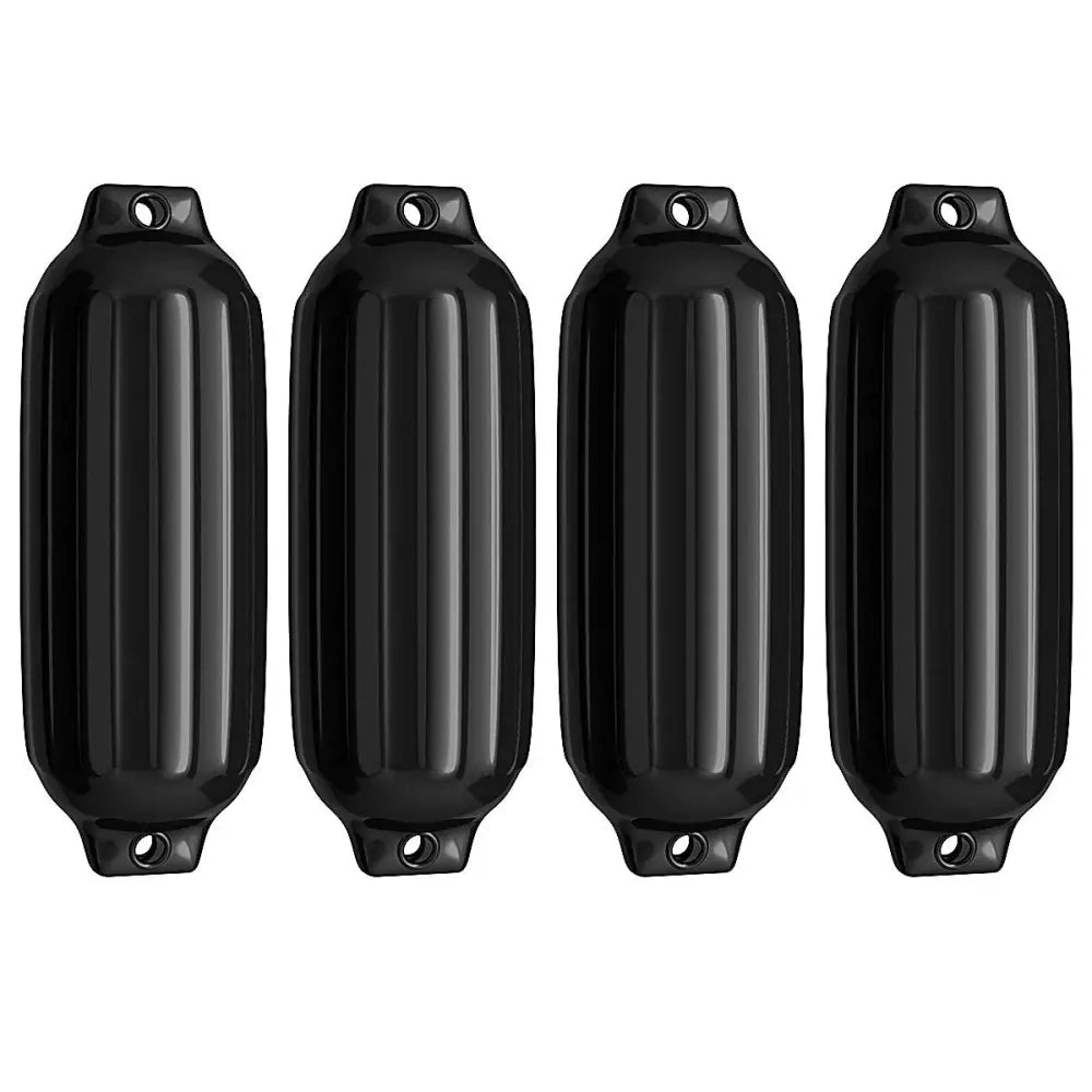 4 Ribbed Marine 8.5’’ x 27’’ Boat Fender Vinyl Bumper-Black - Black - Water Sports