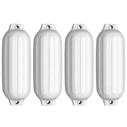 4 Ribbed Marine 8.5’’ x 27’’ Boat Fender Vinyl Bumper-White - White - Water Sports