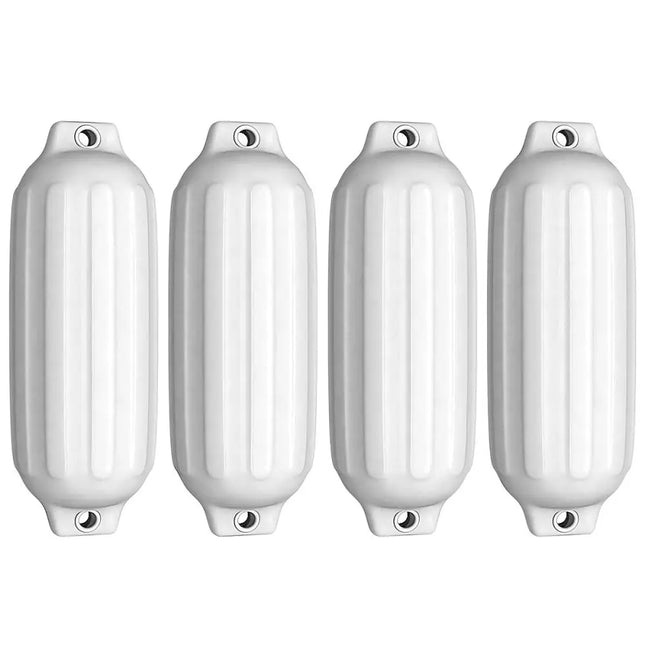4 Ribbed Marine 8.5’’ x 27’’ Boat Fender Vinyl Bumper-White - White - Water Sports