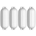 4 Ribbed Marine 8.5’’ x 27’’ Boat Fender Vinyl Bumper-White - White - Water Sports