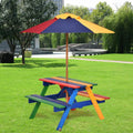 4 Seat Kids Picnic Table with Umbrella-Multicolor - Multicolor - Kids Table & Chair Sets