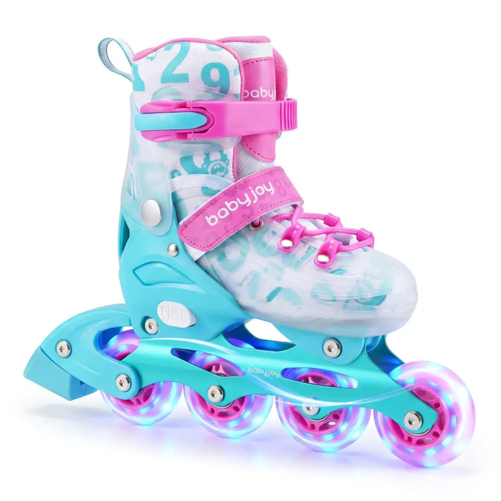 4-Size Adjustable Kids Inline Skates for Beginners Ages 5-7-Blue and Pink - Pink & Blue - Toy Sports