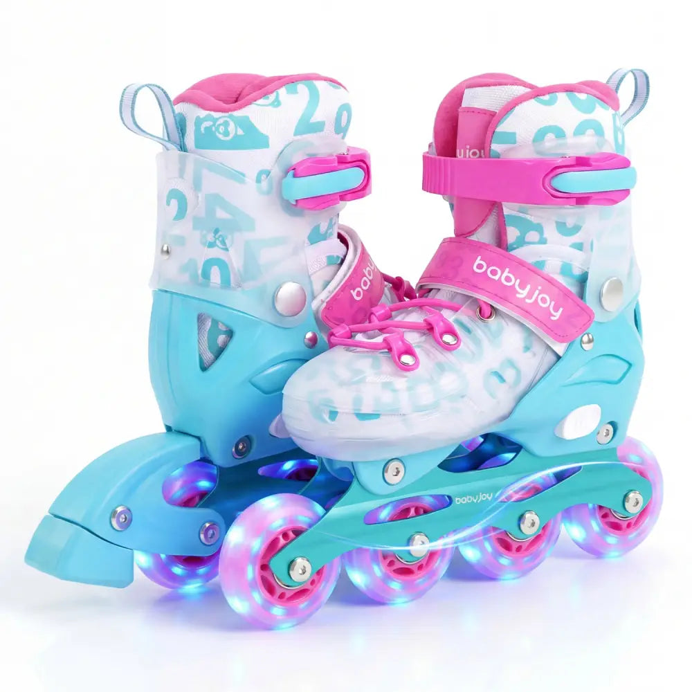 4-Size Adjustable Kids Inline Skates for Beginners Ages 5-7-Blue and Pink - Pink & Blue - Toy Sports