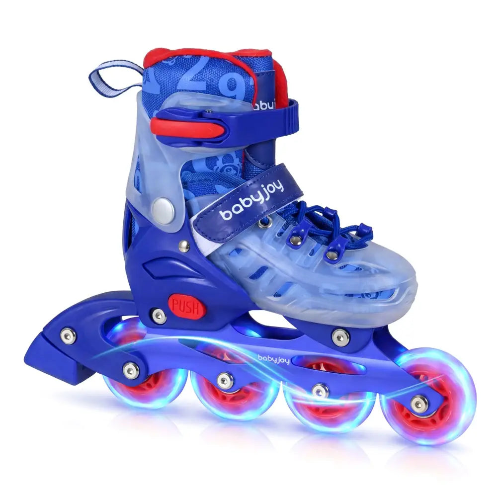 4-Size Adjustable Kids Inline Skates for Beginners Ages 5-7-Blue - Blue - Toy Sports