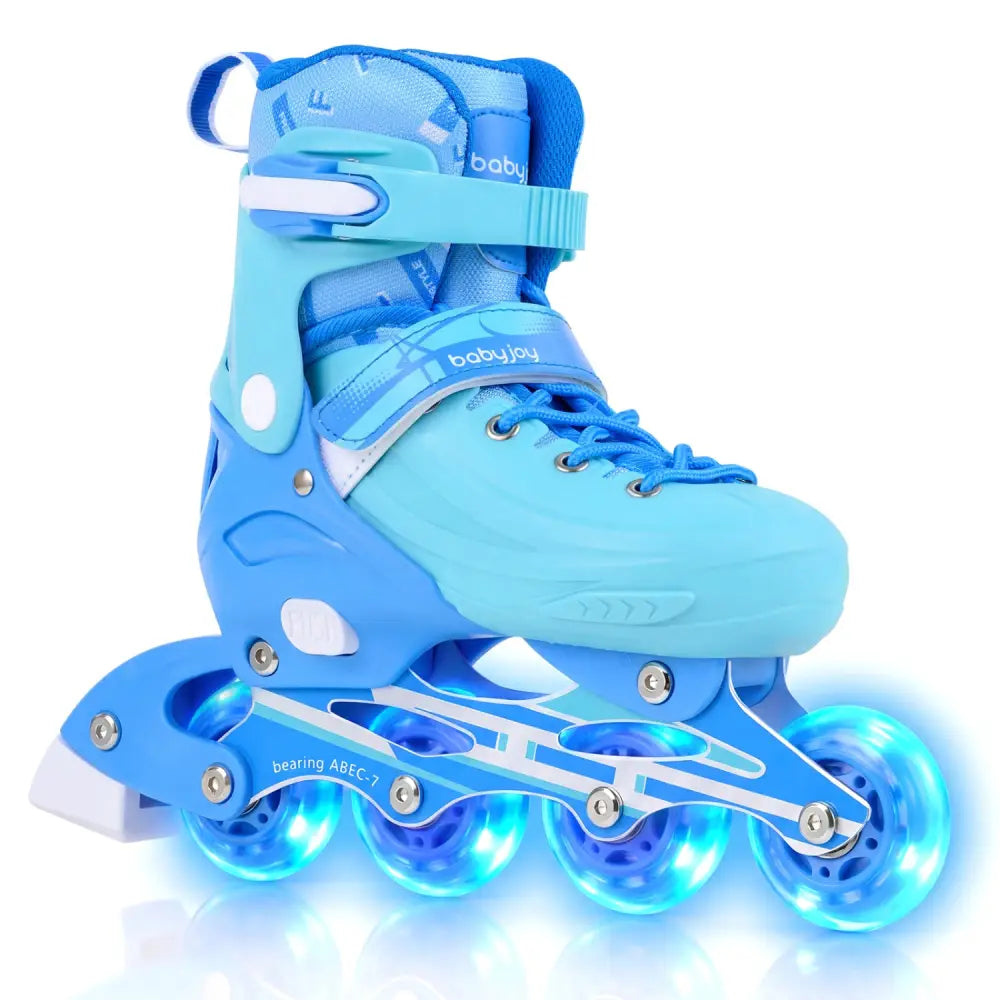 4-Size Adjustable Light-Up Inline Skates for Toddlers Ages 5-7-Blue - Blue - Toy Sports