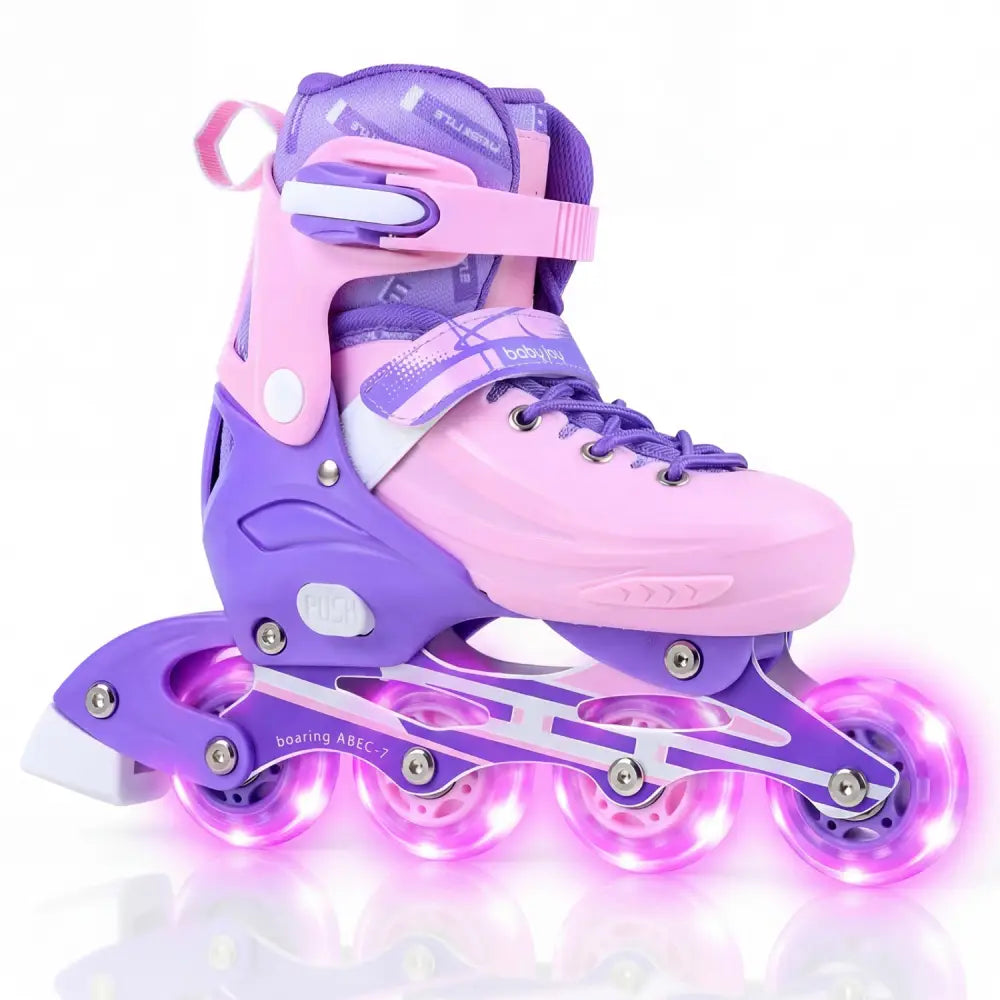 4-Size Adjustable Light-Up Inline Skates for Toddlers Ages 5-7-Purple - Purple - Toy Sports