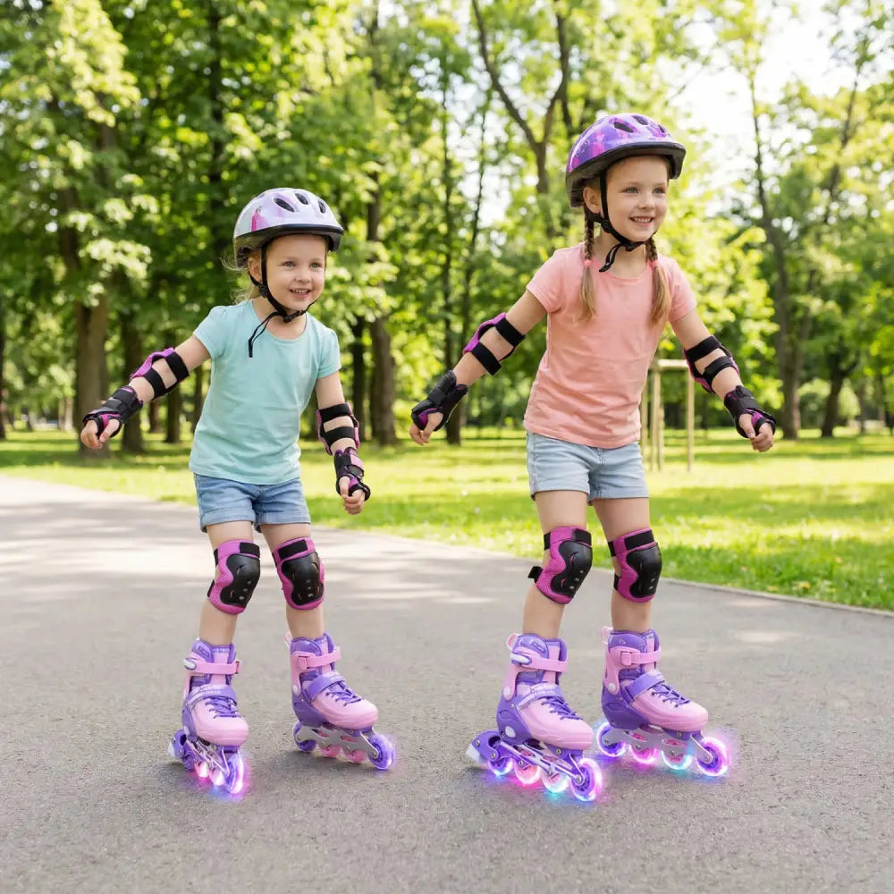 4-Size Adjustable Light-Up Inline Skates for Toddlers Ages 5-7-Purple - Purple - Toy Sports