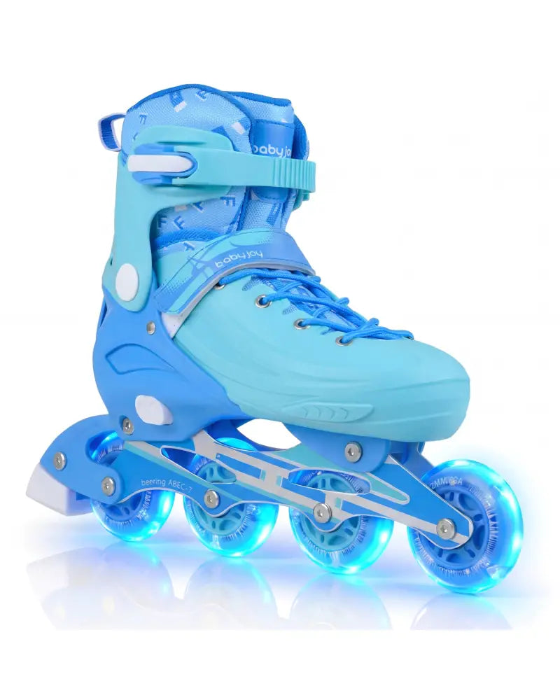 4-Size Adjustable Light-Up Kids Inline Skates for Kids Ages 7-9-Blue - Blue - Toy Sports