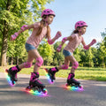 4-Size Adjustable Light-Up Kids Inline Skates for Kids Ages 7-9-Pink - Pink - Toy Sports
