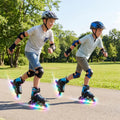 4-Size Adjustable Light-Up Kids Inline Skates for Kids Ages 9-14-Black - Black - Toy Sports