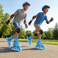 4-Size Adjustable Light-Up Kids Inline Skates for Kids Ages 9-14-Blue - Blue - Toy Sports