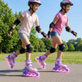 4-Size Adjustable Light-Up Kids Inline Skates for Kids Ages 9-14-Purple - Purple - Toy Sports