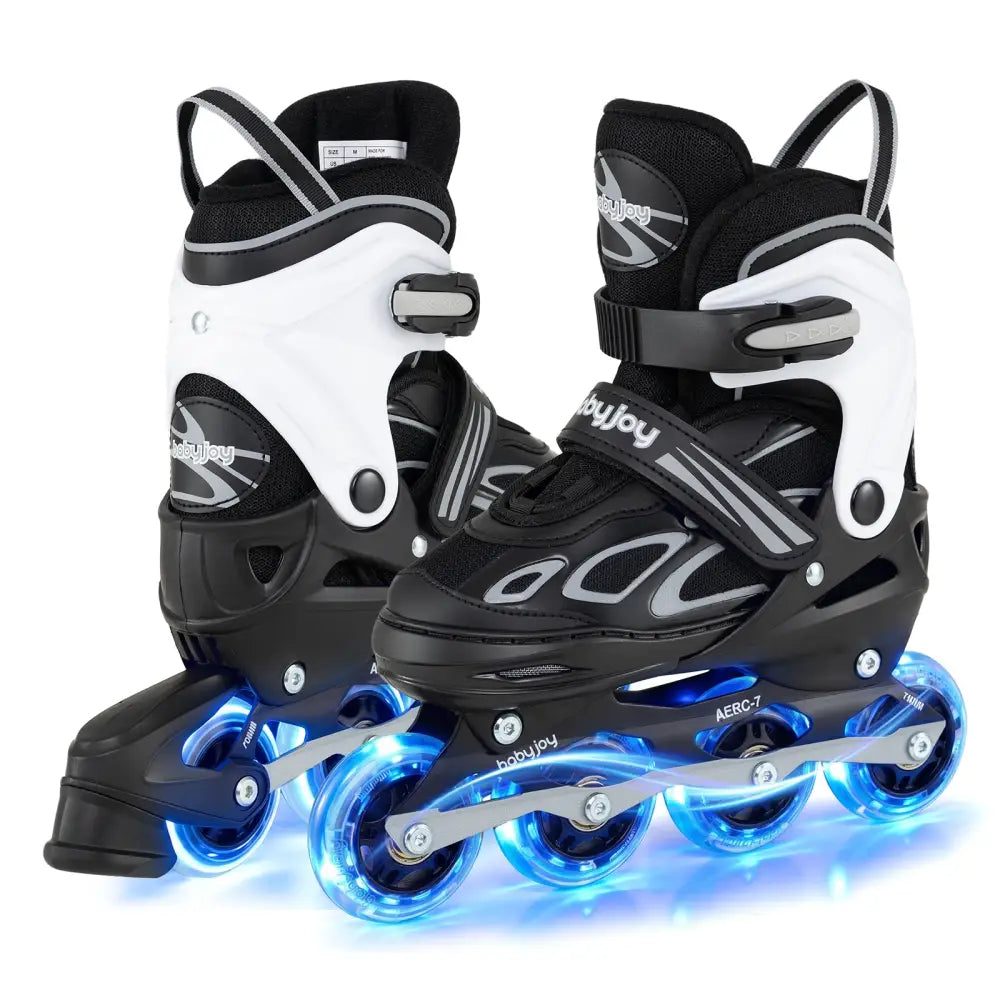 4 Sizes Adjustable Blade Roller with Light-up Wheels for Youth-Black - Black - Toy Sports