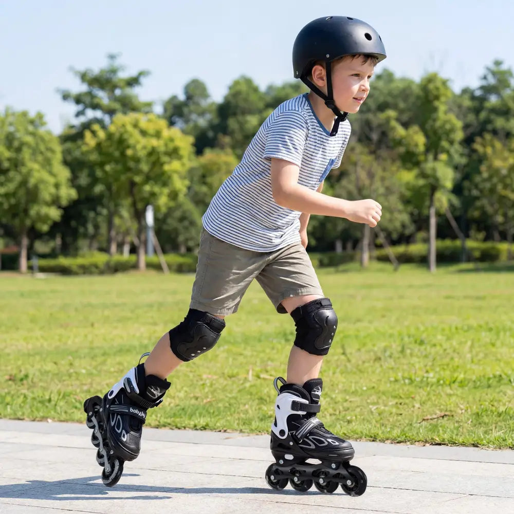 4 Sizes Adjustable Blade Roller with Light-up Wheels for Youth-Black - Black - Toy Sports