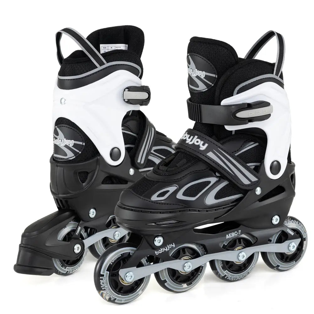 4 Sizes Adjustable Blade Roller with Light-up Wheels for Youth-Black - Black - Toy Sports