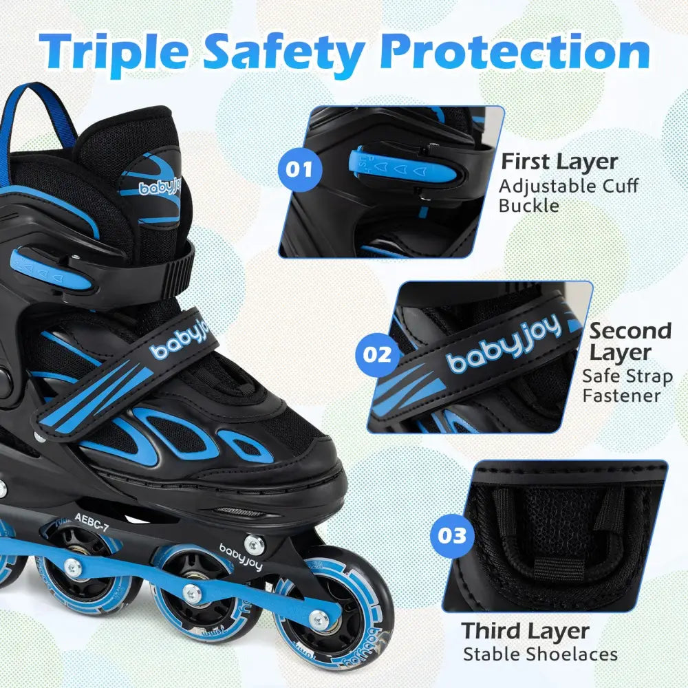 4 Sizes Adjustable Blade Roller with Light-up Wheels for Youth-Blue - Blue - Toy Sports