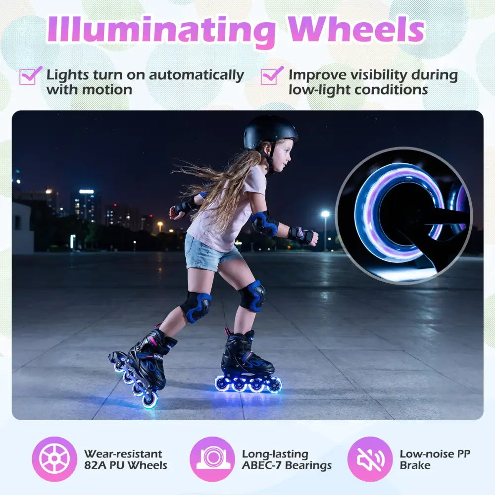 4 Sizes Adjustable Blade Roller with Light-up Wheels for Youth-Purple - Purple - Toy Sports