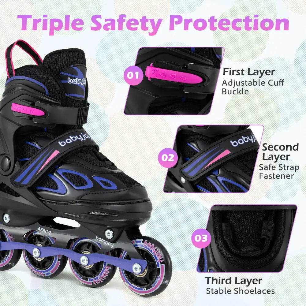 4 Sizes Adjustable Blade Roller with Light-up Wheels for Youth-Purple - Purple - Toy Sports