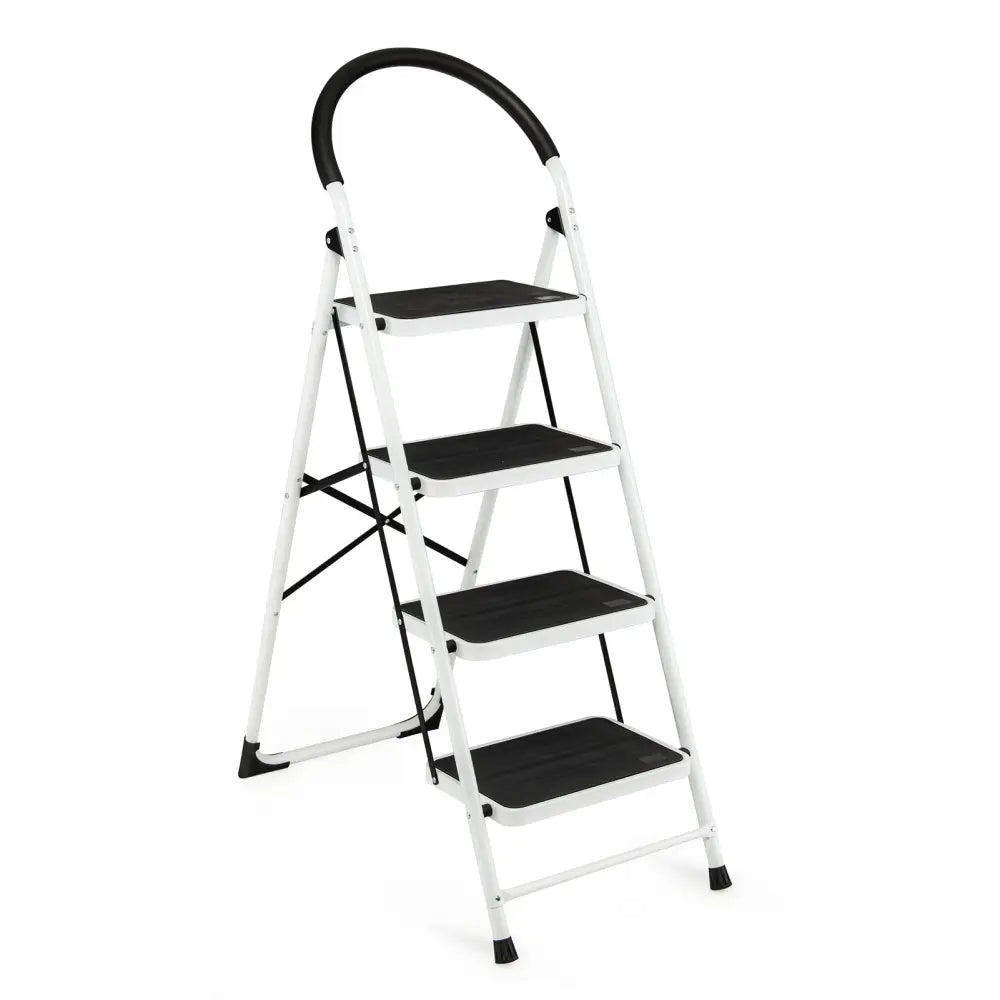 4-Step Folding Ladder with Anti-Slip Pedal Platform 330Lbs Capacity - Black - Ladders