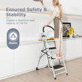 4-Step Folding Ladder with Anti-Slip Pedal Platform 330Lbs Capacity - Black - Ladders