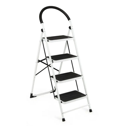 4-Step Folding Ladder with Anti-Slip Pedal Platform 330Lbs Capacity - Black - Ladders