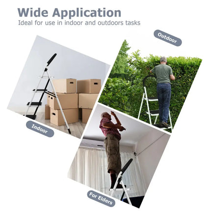 4-Step Folding Ladder with Anti-Slip Pedal Platform 330Lbs Capacity - Black - Ladders