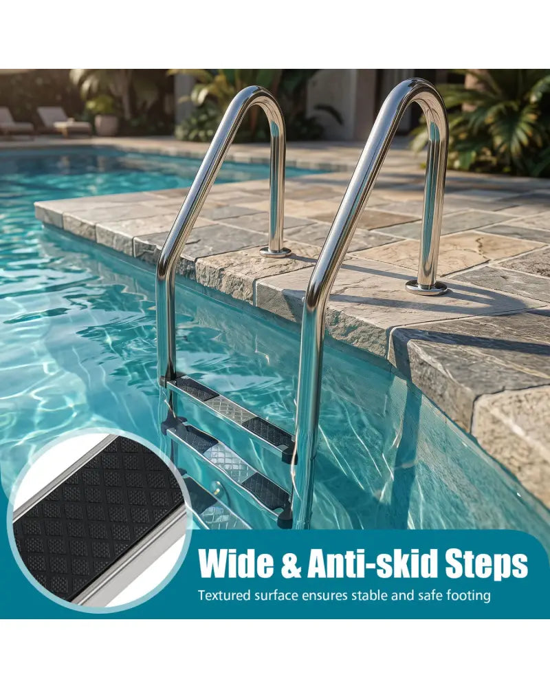 4-Step Inground Pool Ladder Stainless Steel Swimming Pool Ladder - Silver - Swimming Pools