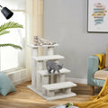 4-Step Pet Stairs Carpeted Ladder Ramp Scratching Post Cat Tree Climber - Beige - Cat Trees Condos & Scratchers