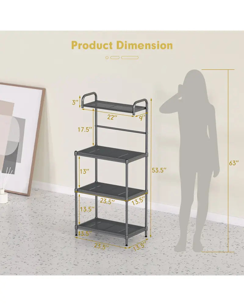 4-Tier Baker€™s Rack Stand Shelves Kitchen Storage Rack Organizer - Gray - Baker’s Racks