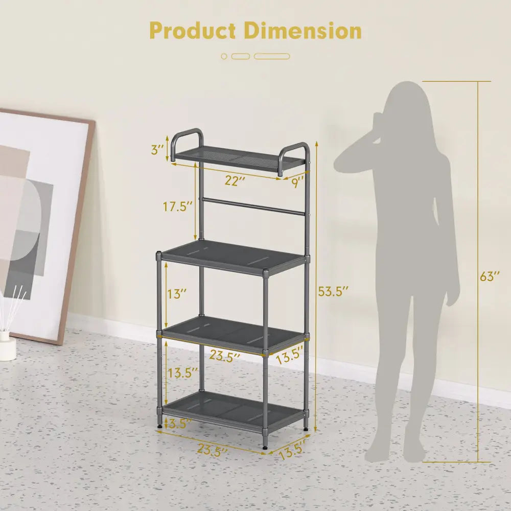 4-Tier Baker€™s Rack Stand Shelves Kitchen Storage Rack Organizer - Gray - Baker’s Racks