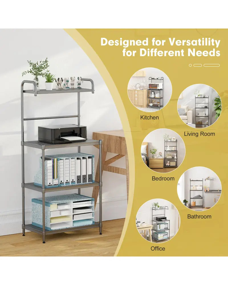 4-Tier Baker€™s Rack Stand Shelves Kitchen Storage Rack Organizer - Gray - Baker’s Racks