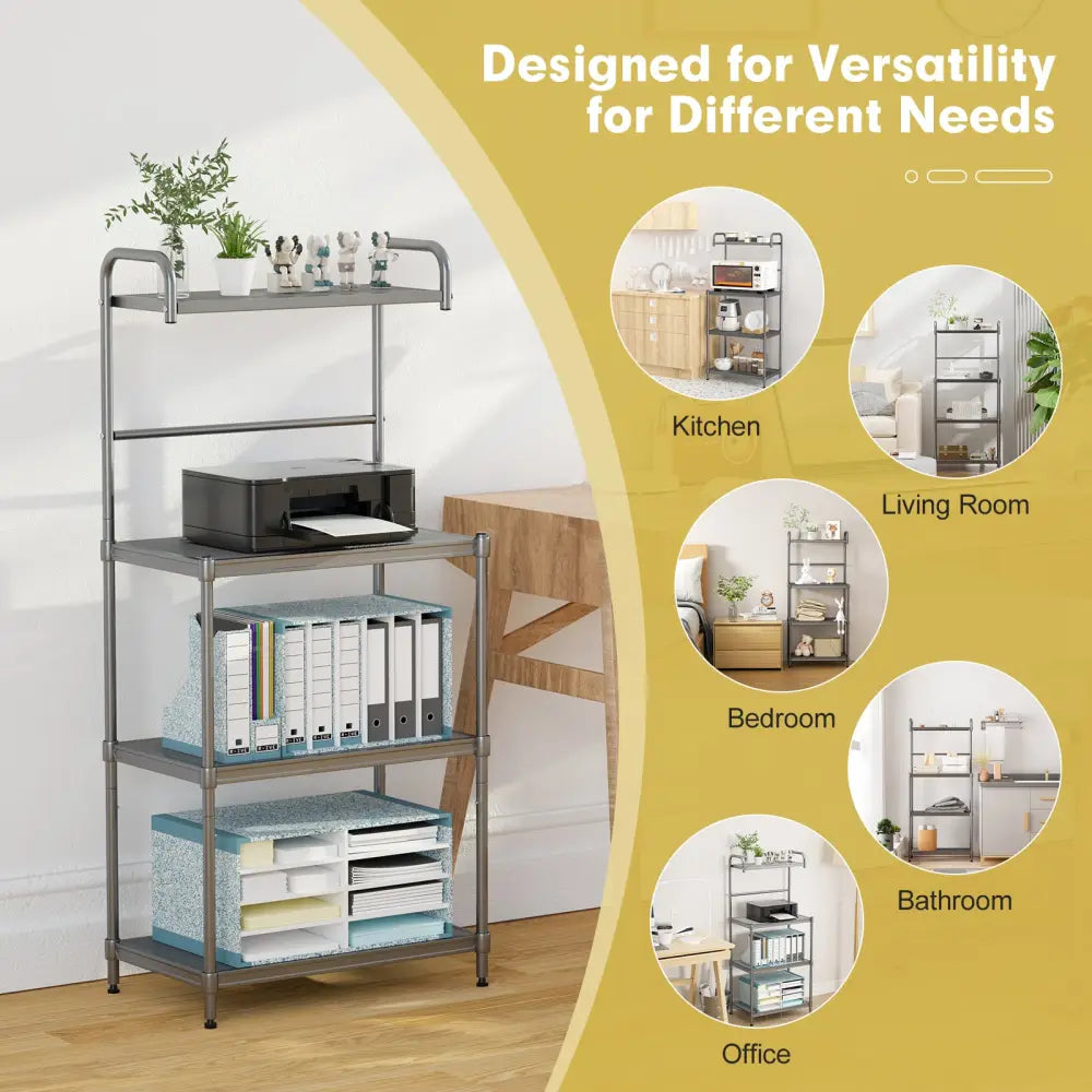 4-Tier Baker€™s Rack Stand Shelves Kitchen Storage Rack Organizer - Gray - Baker’s Racks