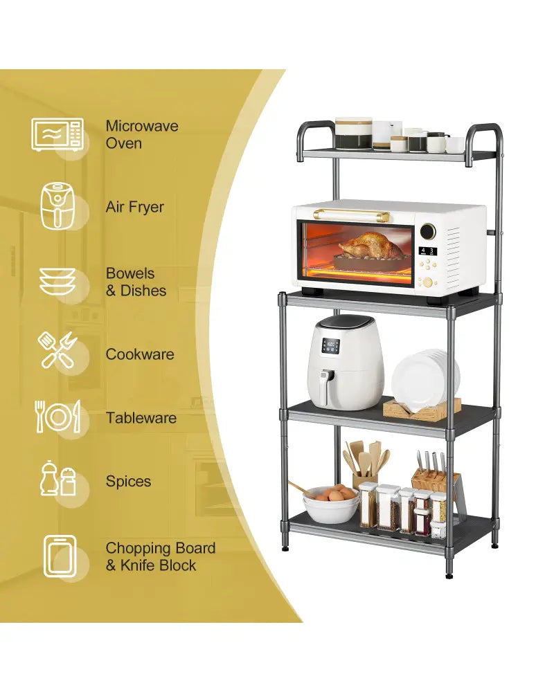 4-Tier Baker€™s Rack Stand Shelves Kitchen Storage Rack Organizer - Gray - Baker’s Racks