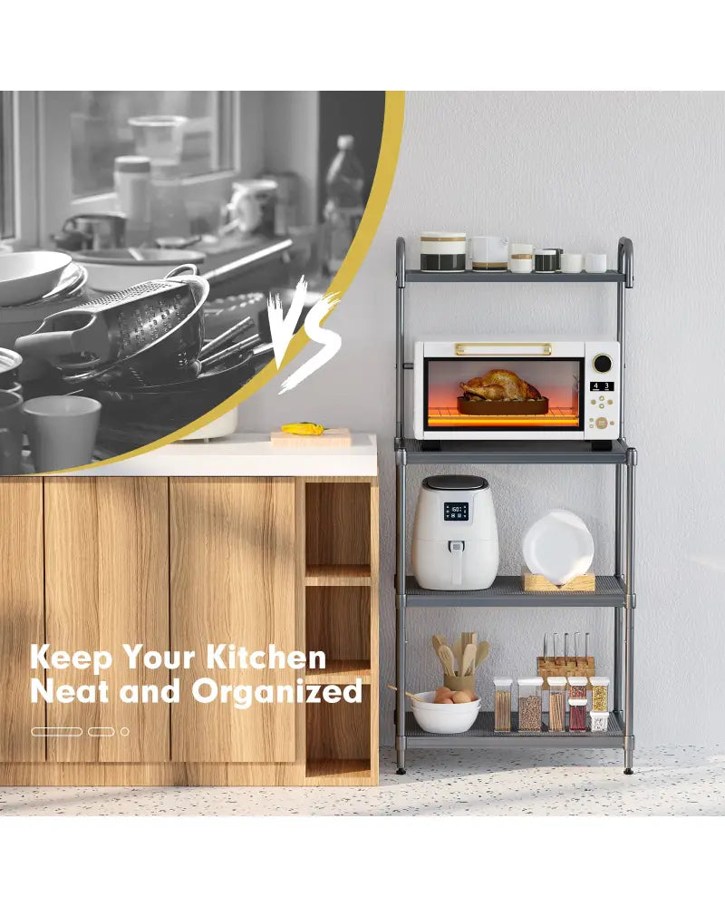 4-Tier Baker€™s Rack Stand Shelves Kitchen Storage Rack Organizer - Gray - Baker’s Racks